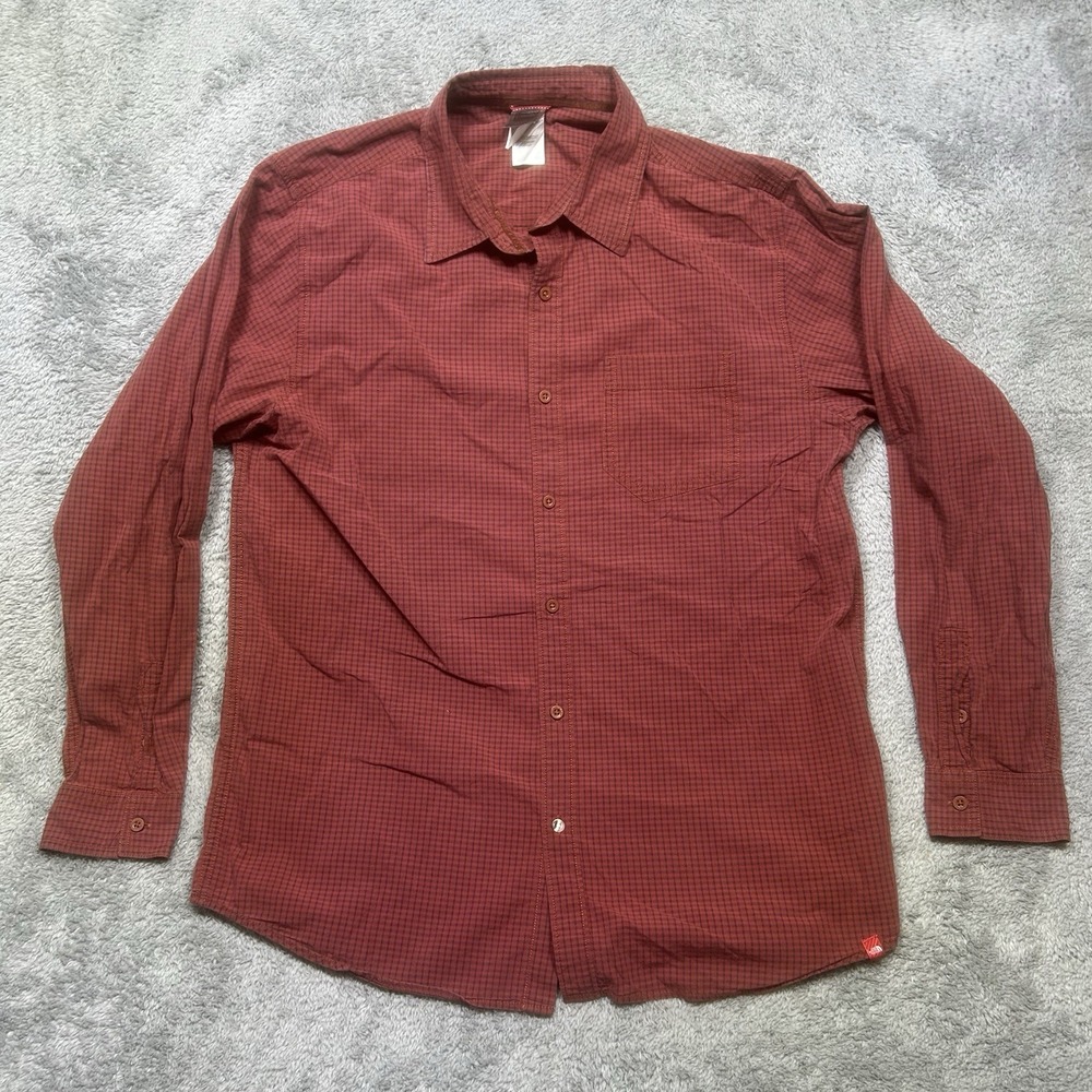 The North Face Shirt Men's L Red Blue Plaid Check Long Sleeve Button *SPOT